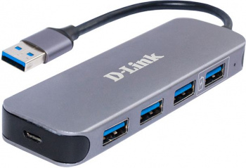Разветвитель D-LINK DUB-1340/D1A, USB 3.0, 4порт, серый (1/42)