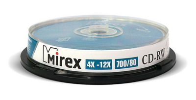 Диск MIREX CD-RW 700Мб 4X-12X Cake box 10 (10/300)