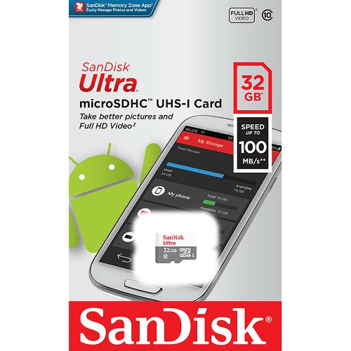 MicroSD  32GB  SanDisk Class 10 Ultra Light UHS-I  (100 Mb/s) без адаптера