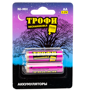 Аккумуляторы NiMH  Трофи HR6-2BL 2500 mAh GREEN POWER (20/240/11520)