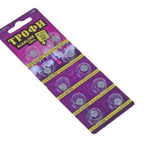 Элемент питания Трофи G04 (377) LR626, LR66 ENERGY POWER Button Cell (200/1600/140800)