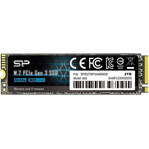 Внутренний SSD  Silicon Power  512GB  A60, PCIe 3x4, R/W - 2200/1600 MB/s, (M.2), 2280, TLC 3D NAND