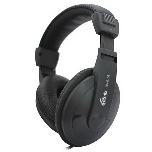Проводные накладные наушники RITMIX RH-524, полноразмерные, шнур 2 м, черные (1/30)
