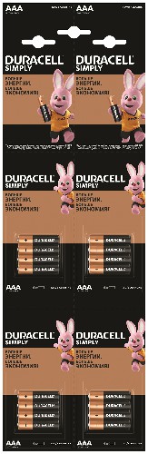 Элемент питания DURACELL LR03 отрывной SIMPLY BL16 4*4  (16/240/31680)