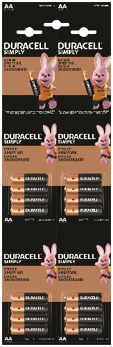 Элемент питания DURACELL LR6 отрывной SIMPLY BL16 4*4  (16/208/18304)