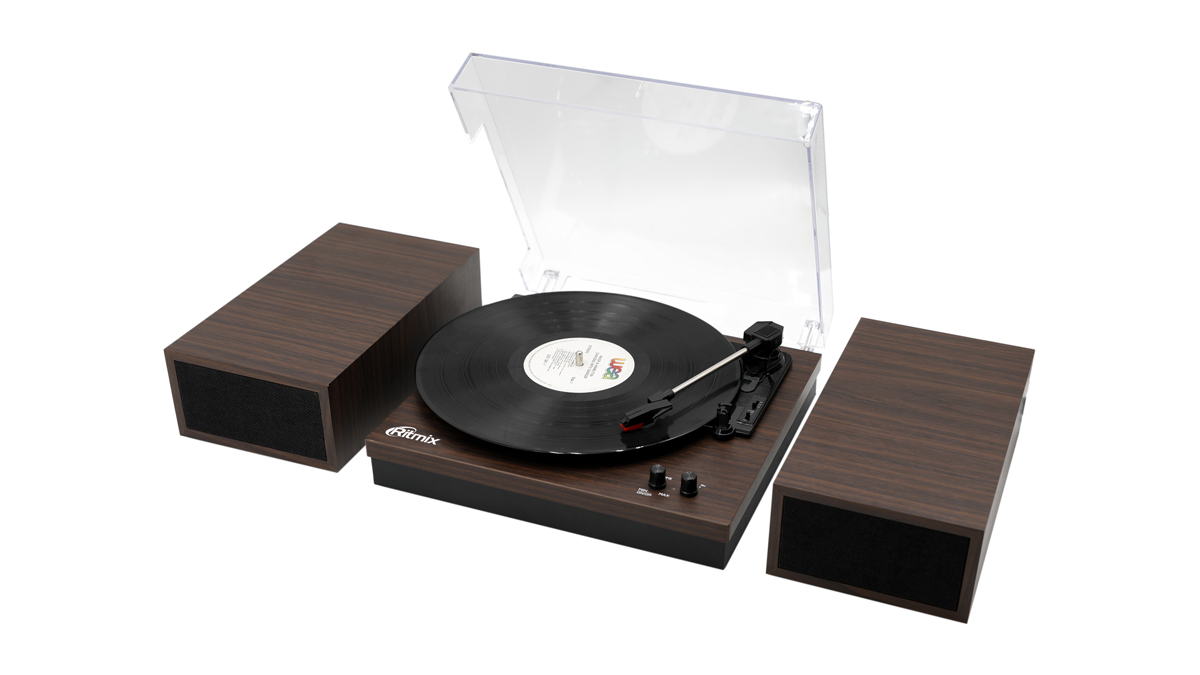 Виниловый проигрыватель RITMIX LP-340B Dark wood,  3 скорости; Функция автостоп; Bluetooth; 3.5mm AU