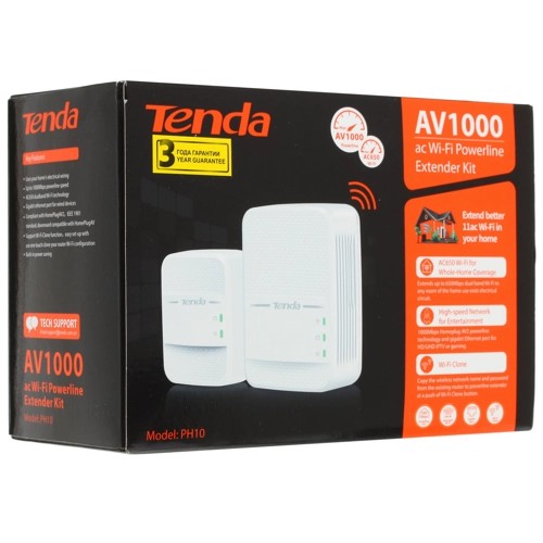 Комплект Powerline адаптер TENDA PH10, AV1000 со встроенной розеткой (1/20)