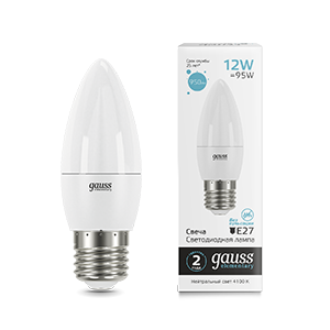 Лампа светодиодная GAUSS Elementary Свеча 12W 950lm 4100K E27 1/10/100