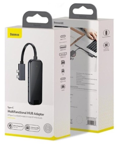 USB-концентратор Baseus, CAHUB-FZ0G, Type-C Multifunctional, 2*Type-C to HDMI*2+USB3.0*2+SD/TF*1+PD+