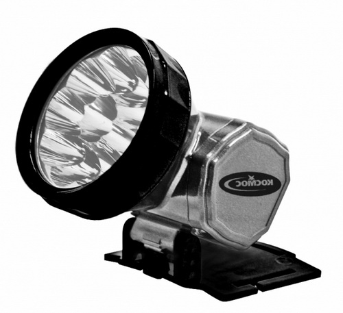 Фонарь КОСМОС светодиодный AccuH10LED аккумуляторный налобный, 10LED, 300 Mah NI-MH встроенное заряд