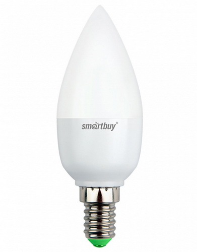Лампа светодиодная SMARTBUY C37 5Вт 220V 3000K E27 (свеча, теплый свет) (10/100)