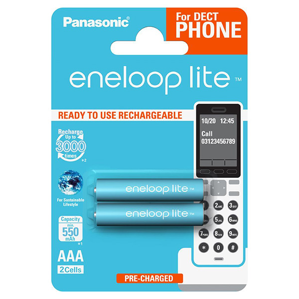 Аккумулятор PANASONIC  R03 eneloop lite BK-4LCCE/2DE (550mAh) DECT (2 бл) (2/20/240)