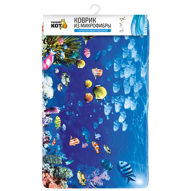Коврик из микрофибры Mat-AQUA "Аквариум", р-р 50*80см (1/18)