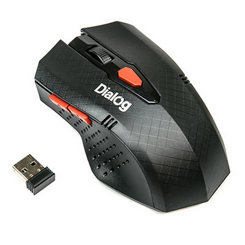 Беспроводная мышь DIALOG MROP-09U, USB, 6 кнопок + ролик прокрутки, черный (1/40)