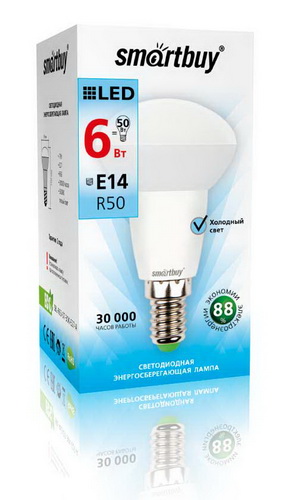 Лампа светодиодная SMARTBUY R50 6Вт 220V 4000K E14 (рефлекторная, нейтральный свет) (10/100)