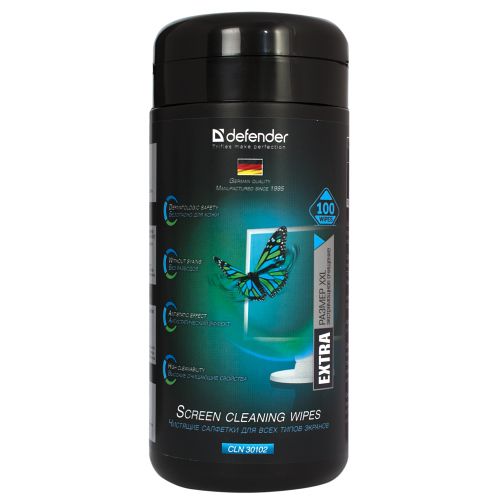 Салфетки DEFENDER, влажные для мониторов в тубе 100 шт. (CLN30102) (1/12)