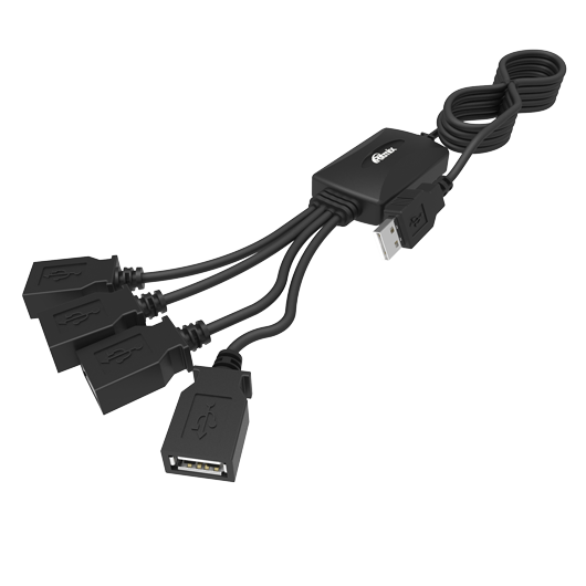 Разветвитель RITMIX CR-2405, черный, USB 2.0, 4 порта (1/2/50)
