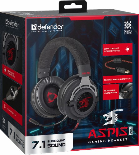 Игровая гарнитура DEFENDER Aspis Pro объемный звук 7.1, провод 2 м (1/12)