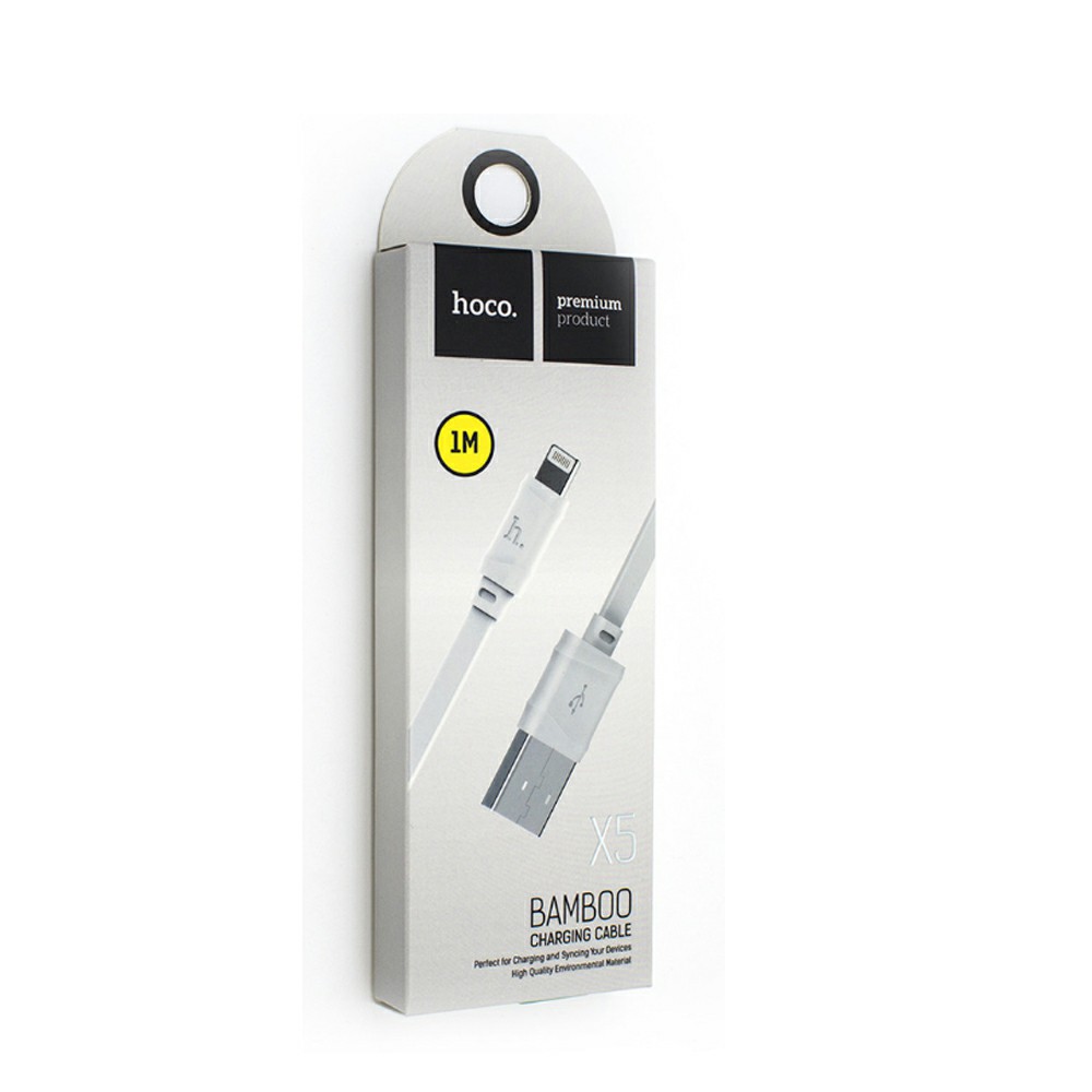Кабель USB - Type-C HOCO X5 Bamboo, 1.0м, плоский, 3.0A, силикон, цвет: чёрный (1/30/300)