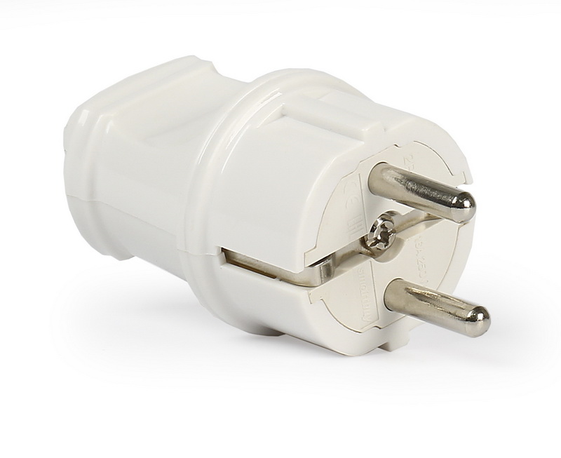 Вилка SMARTBUY прямая с заземлением белая 16А 250В (SBE-16-P01-w) (1/50)