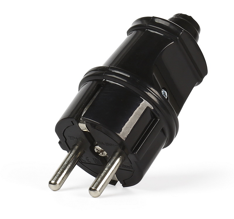 Вилка SMARTBUY прямая с заземлением черная 16А 250В (SBE-16-P01-b) (1/50)