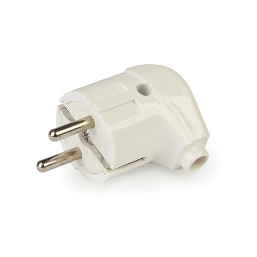 Вилка SMARTBUY угловая с заземлением белая 16А 250В (SBE-16-P02-w) (1/50)