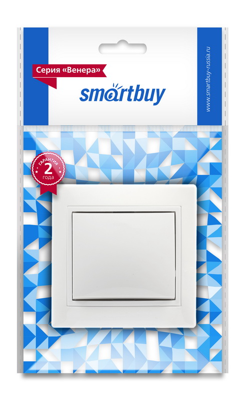 Выключатель SMARTBUY скрытая установка, 1-клавишный 10А белый "Венера" (SBE-01w-10-SW1-0) (1/10)
