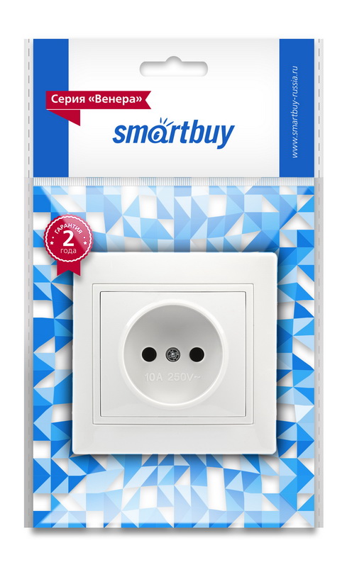 Розетка SMARTBUY скрытая установка, 1-местная без заземления 10А белая "Венера" (SBE-01w-10-S1-N) (1