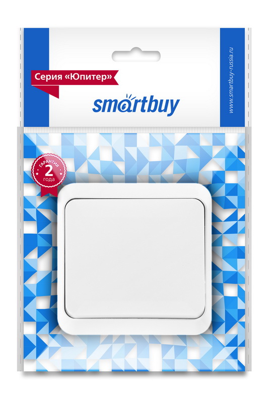 Выключатель SMARTBUY 1-клавишный 10А, ОУ, белый "Юпитер" (SBE-03w-10-SW1-0) (1/10)