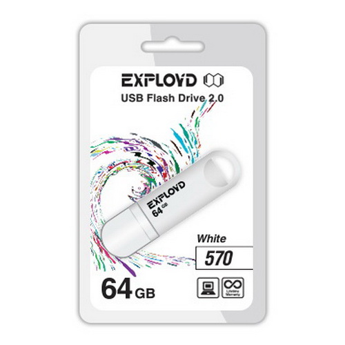 USB  64GB  Exployd  570  белый