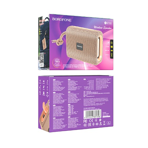 Колонка портативная Borofone BR18, Encourage, Bluetooth, пластик, FM, TF, TWS, цвет: розовый (1/80)