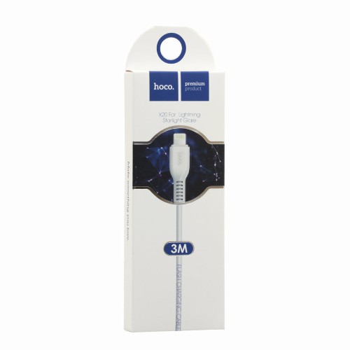 Кабель USB - микро USB HOCO X20, 3.0м, круглый, 2.1A, силикон, цвет: белый (1/30/300)