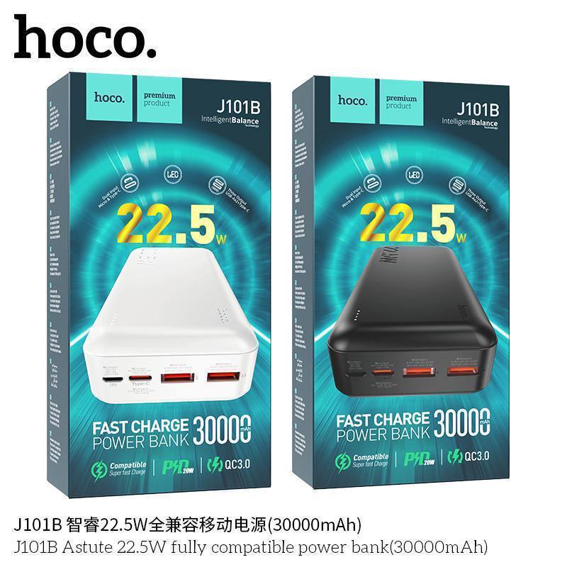 Аккумулятор внешний HOCO J101B Astute, 30000mAh, Cool, PD20 Вт, QC3.0, цвет: чёрный (1/30)
