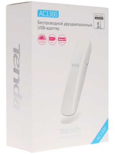 Wi-Fi адаптер TENDA U12, двухдиапазонный, 802.1ac до 1300Мбит/с (600+733), USB3.0, белый (1/40)