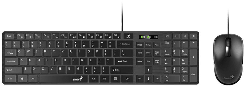 Комплект проводной Клавиатура + Мышь GENIUS SlimStar C126, USB 12 мул. кл., черная (1/20)