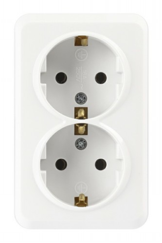 Розетка SMARTBUY 2-местная 16А, ОУ, с заземлением белая, керамика "Юпитер" (SBE-03w-16-S2-Z-c) (1/10