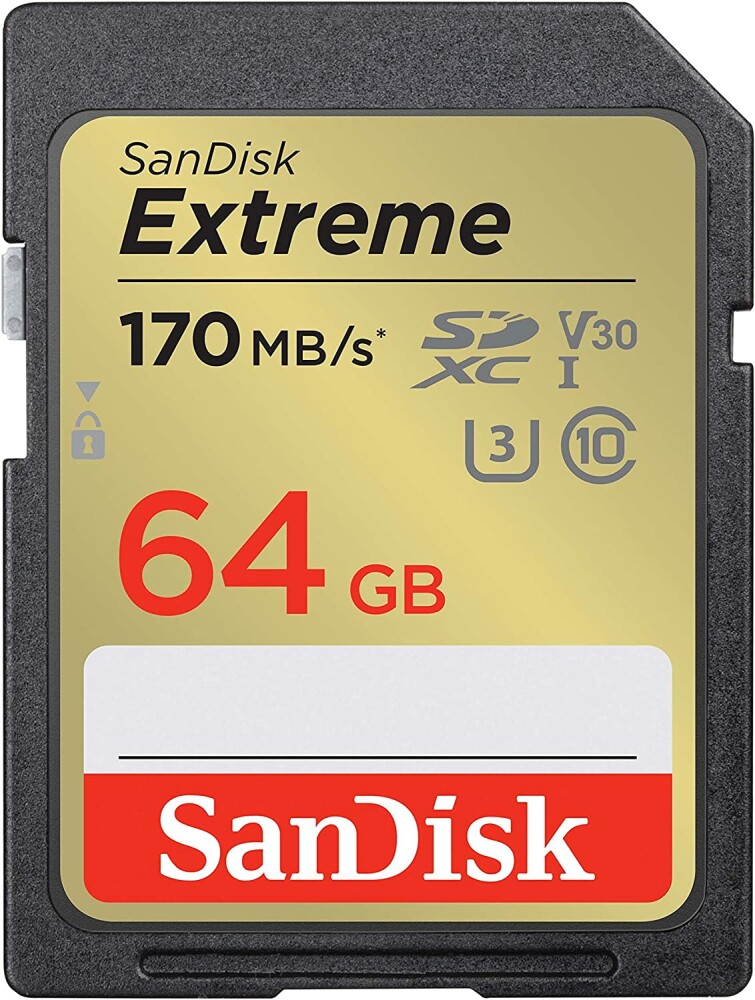 SDXC  64GB  SanDisk Class 10 Extreme V30 UHS-I U3 (170 Mb/s)