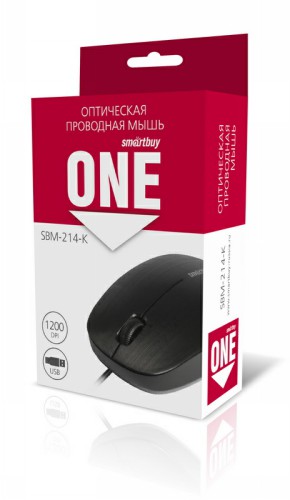 Мышь проводная Smart Buy ONE 214, черный (1/100)