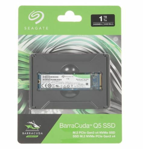 Внутренний SSD  Seagate  1TB  Barracuda Q5, PCIe 3x4, R/W - 2400/1700 MB/s, (M.2), 2280, QLC 3D NAND