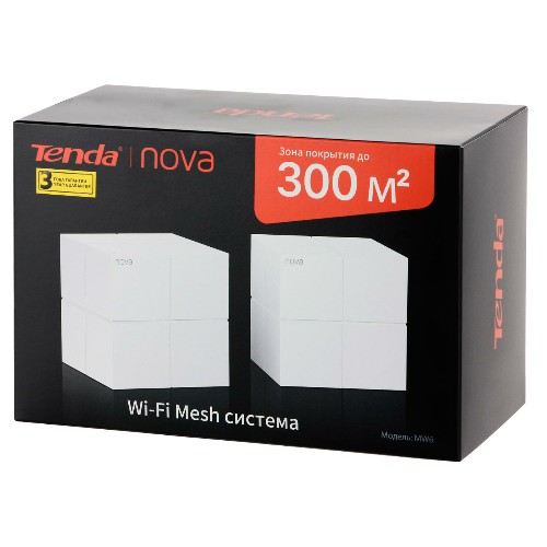 Mesh-комплект TENDA nova  MW6-2, AC1200, 2-х роутеров, 2 x 10/100/1000Mbps RJ45 ports, белый (1/12)