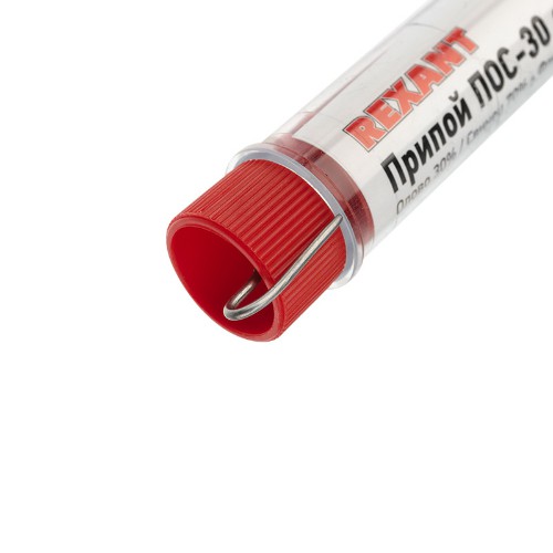 Припой с канифолью ПОС-30 REXANT, 10 г, Ø1.0 мм, (олово 30%, свинец 70%), колба (20/600)