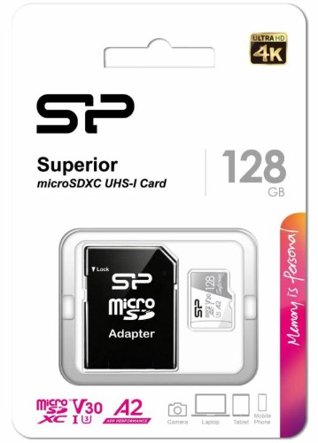 MicroSD  128GB  Silicon Power Class 10  Superior  + SD адаптер