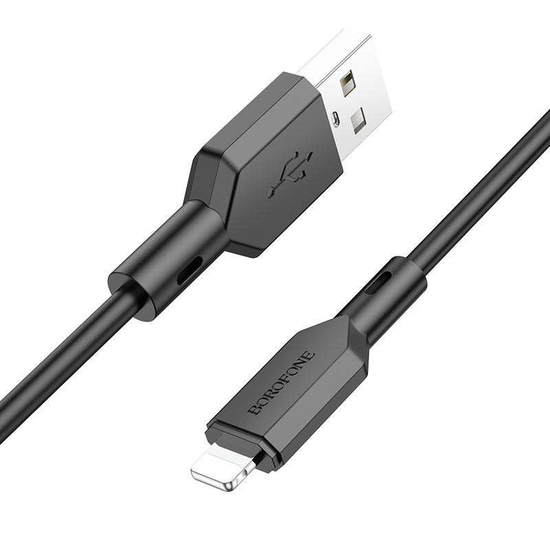 Кабель USB - 8 pin Borofone BX70 Shengda, 1.0м, круглый, 2.4A, силикон, цвет: чёрный (1/63/378)