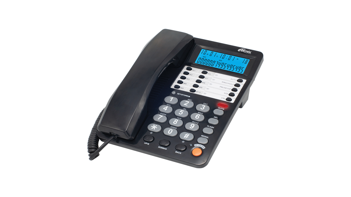 Проводной телефон с дисплеем RITMIX RT-495 black,АОН, FSK/DTMF/ETSI,59 вх.,16 исх.пам,10 кн.быстр.на