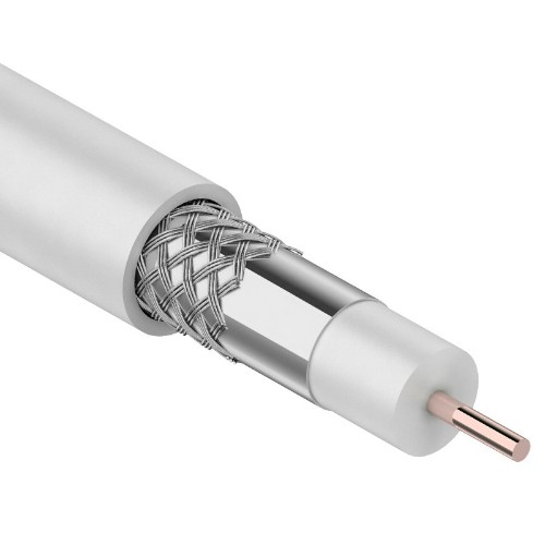 Кабель коаксиальный REXANT RG-6U, 75 Ом, CCS/Al/Al, 64%, бухта 100 м, белый (1/6)