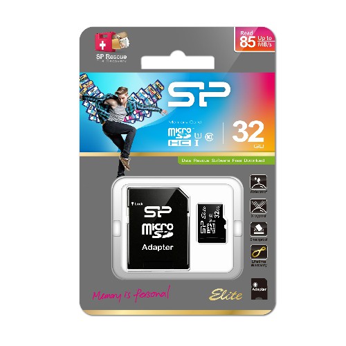 MicroSD  32GB  Silicon Power Class 10  Elite UHS-I (R/W 85/15 Mb/s) + SD адаптер