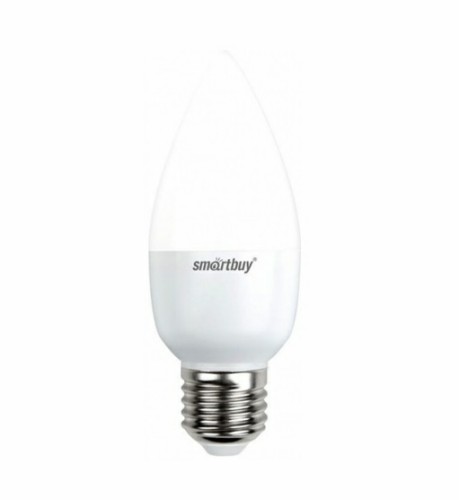 Лампа светодиодная SMARTBUY C37 9,5Вт 220V 6000K E27 (свеча, холодный дневной свет) (10/100)