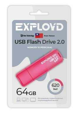 USB  64GB  Exployd  620  красный