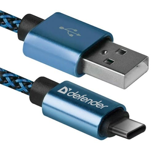 Кабель DEFENDER USB08-03T PRO USB2.0, синий, AM-MicroBM, 1m, 2.1A (1/100)