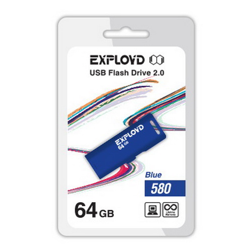 USB  64GB  Exployd  580  синий